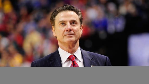 Louisville men’s basketball coach Rick Pitino during a game.